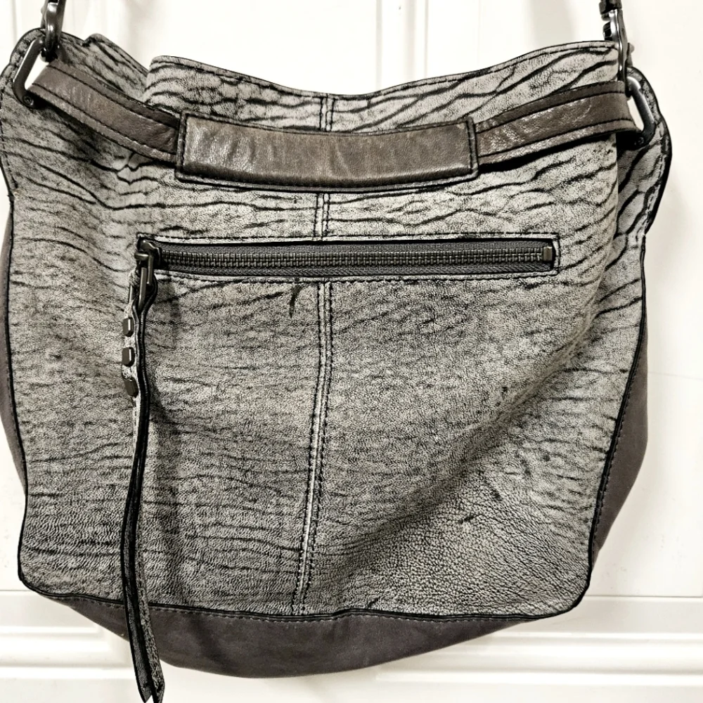 KOOBA Parker Neiman Marcus Gray  LEATHER PURSE crossbody bucket handbag - Picture 6 of 16